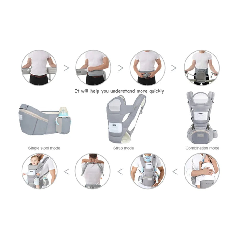 Porte-bébé ergonomique 6 en 1, confortable, évolutif et multifonction