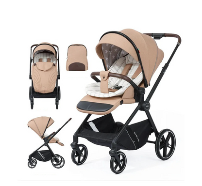 Poussette 2 en 1 pliable avec siège inclinable et sac de rangement