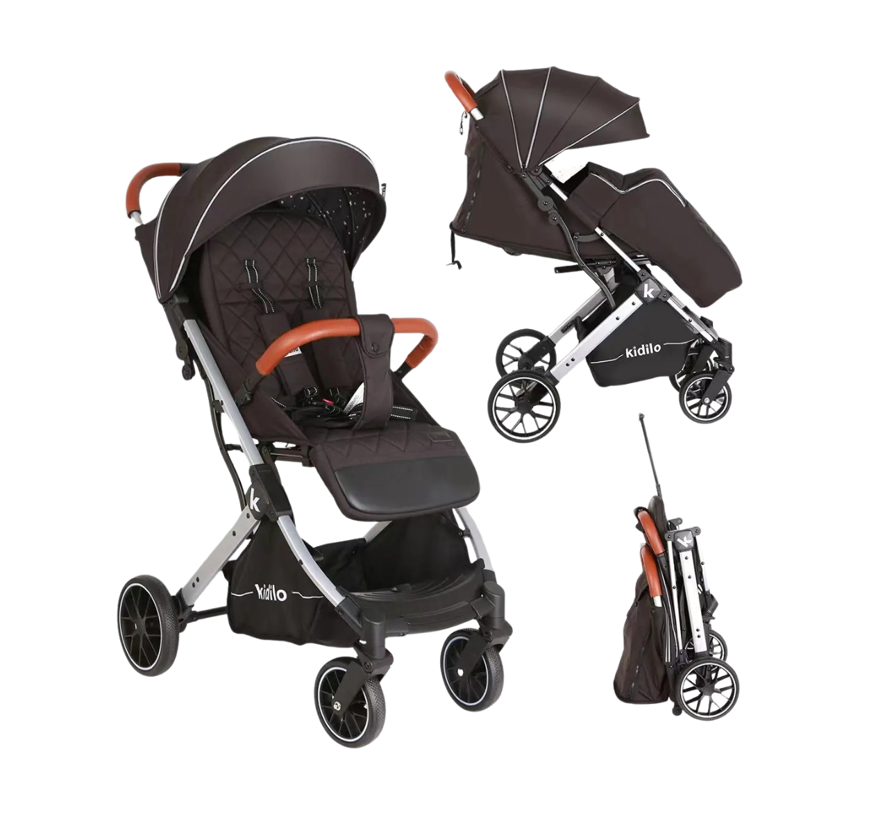 Poussette design, légère et pliable avec couvre-pieds
