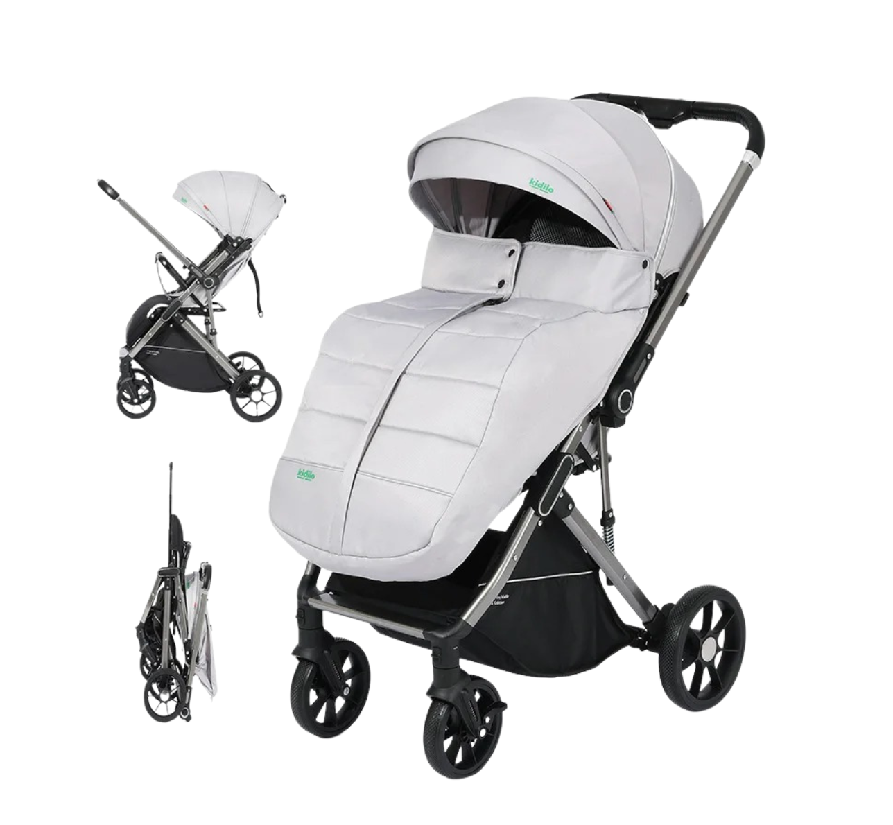 Poussette design haut paysage avec couvre-pieds, pliable et légère