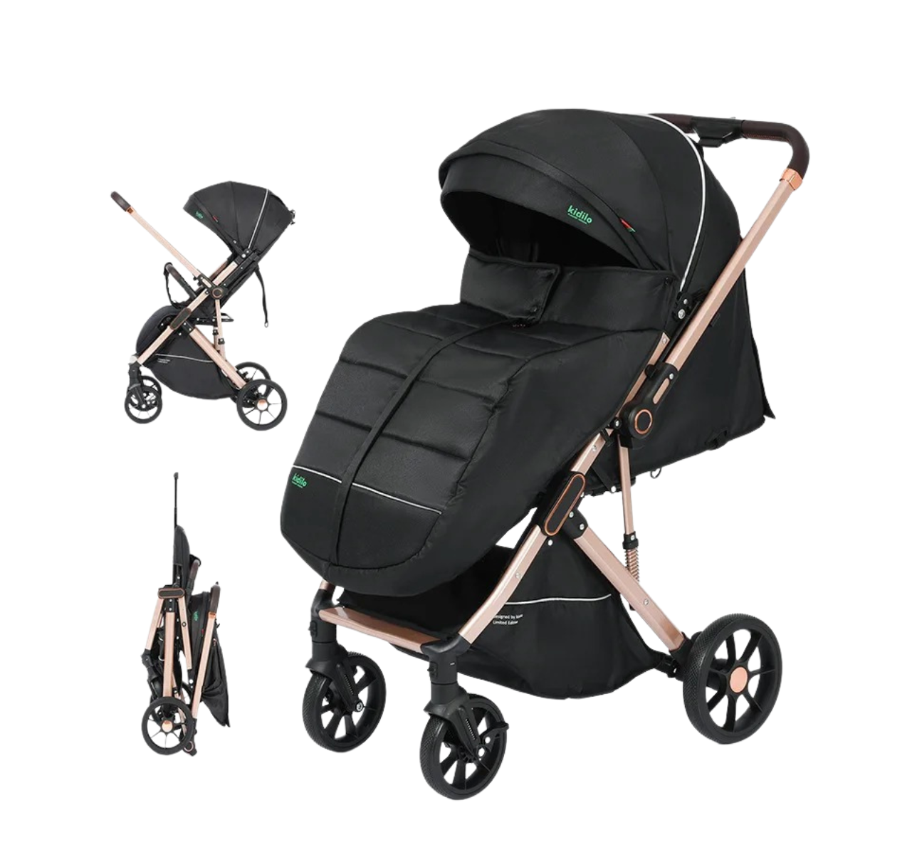 Poussette design haut paysage avec couvre-pieds, pliable et légère