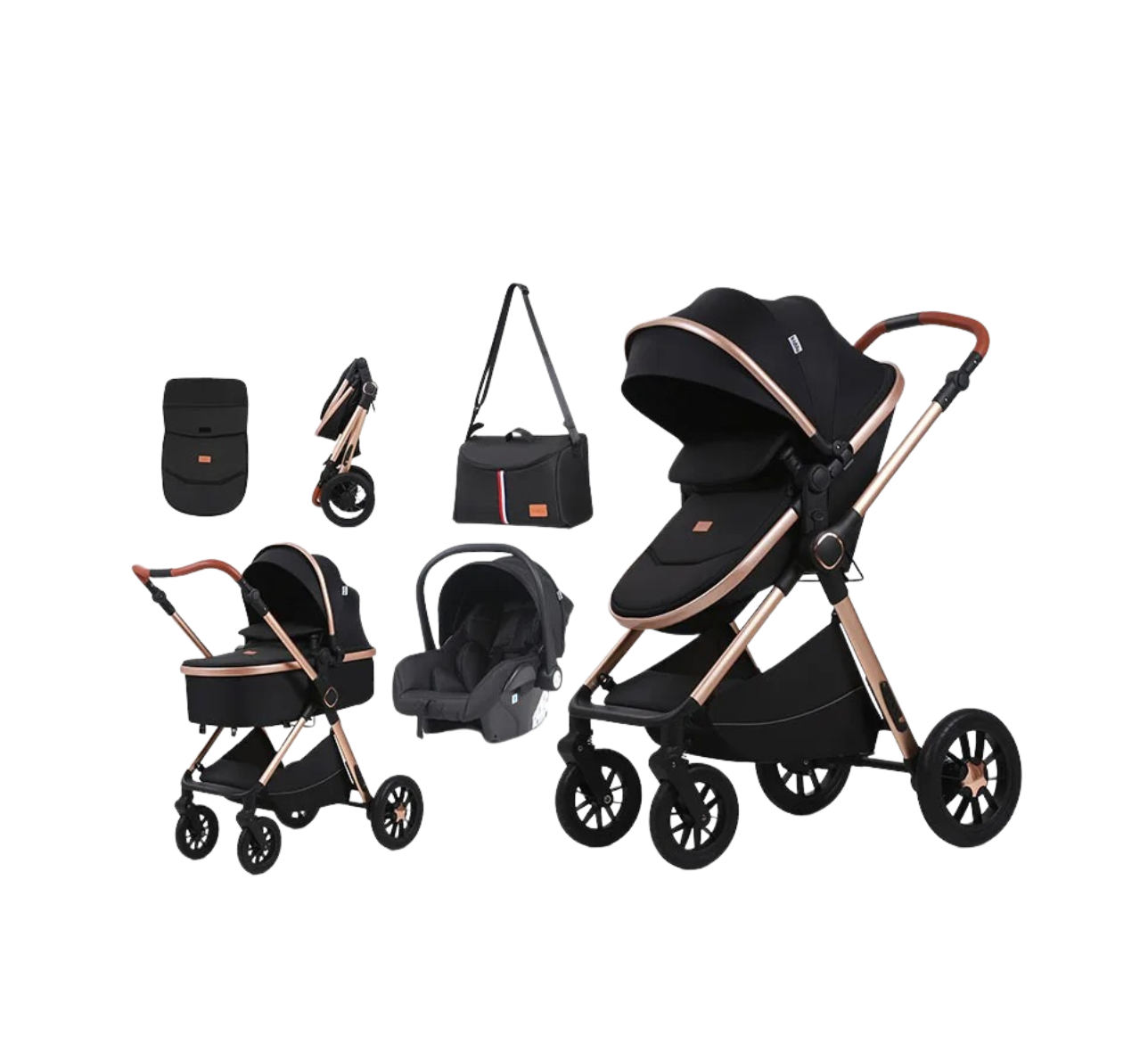 Poussette 3 en 1 haut de gamme, pliable, maniable, et grand confort