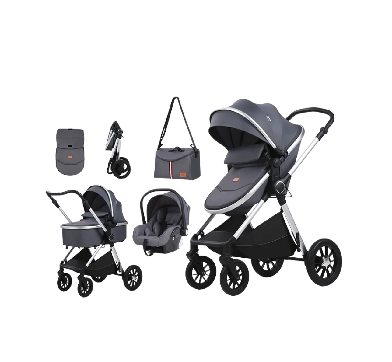 Poussette 3 en 1 haut de gamme, pliable, maniable, et grand confort