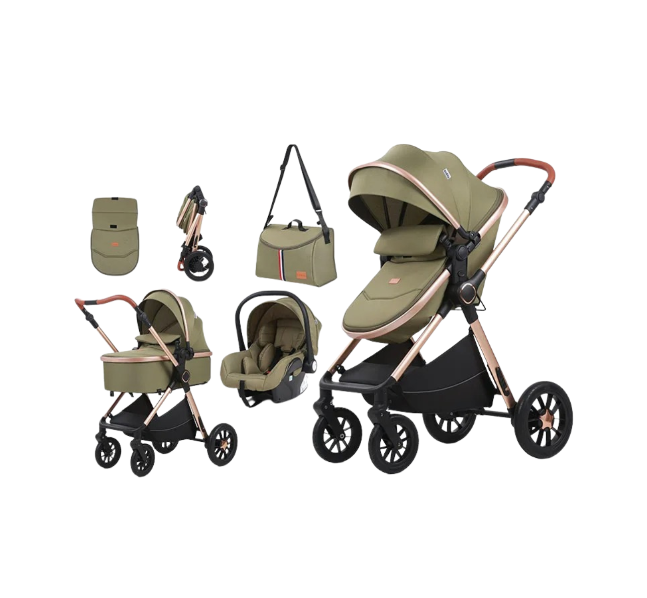 Poussette 3 en 1 haut de gamme, pliable, maniable, et grand confort