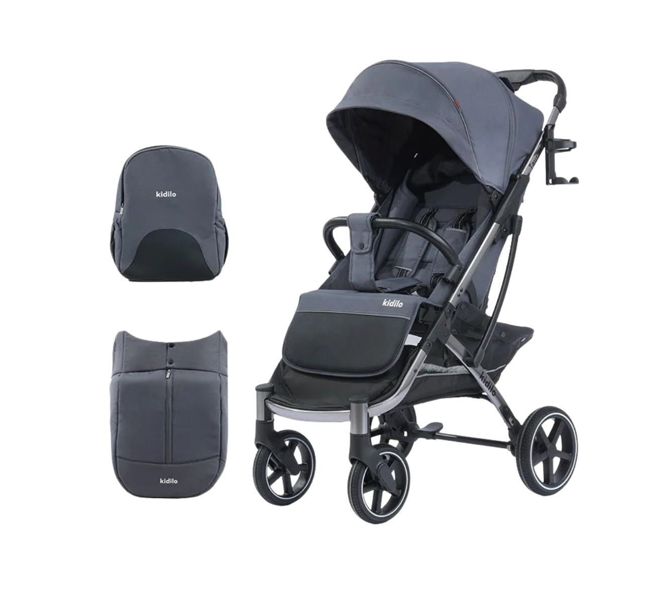 Poussette 3 en 1 légère, pliable, avec couvre-pieds et sac de rangement