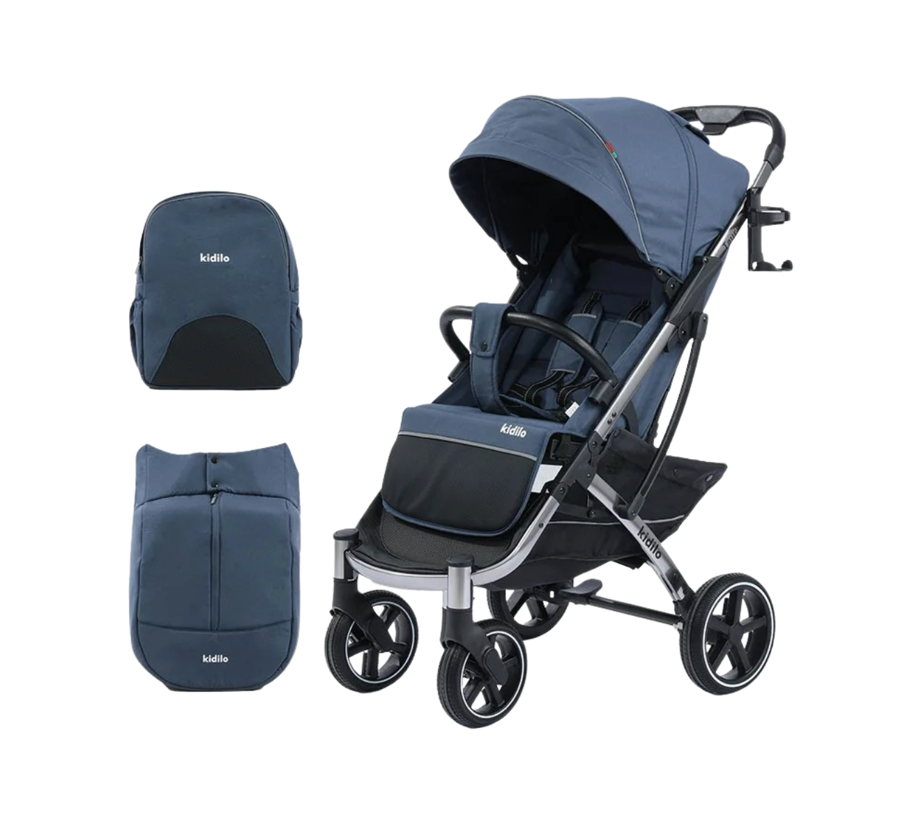 Poussette 3 en 1 légère, pliable, avec couvre-pieds et sac de rangement