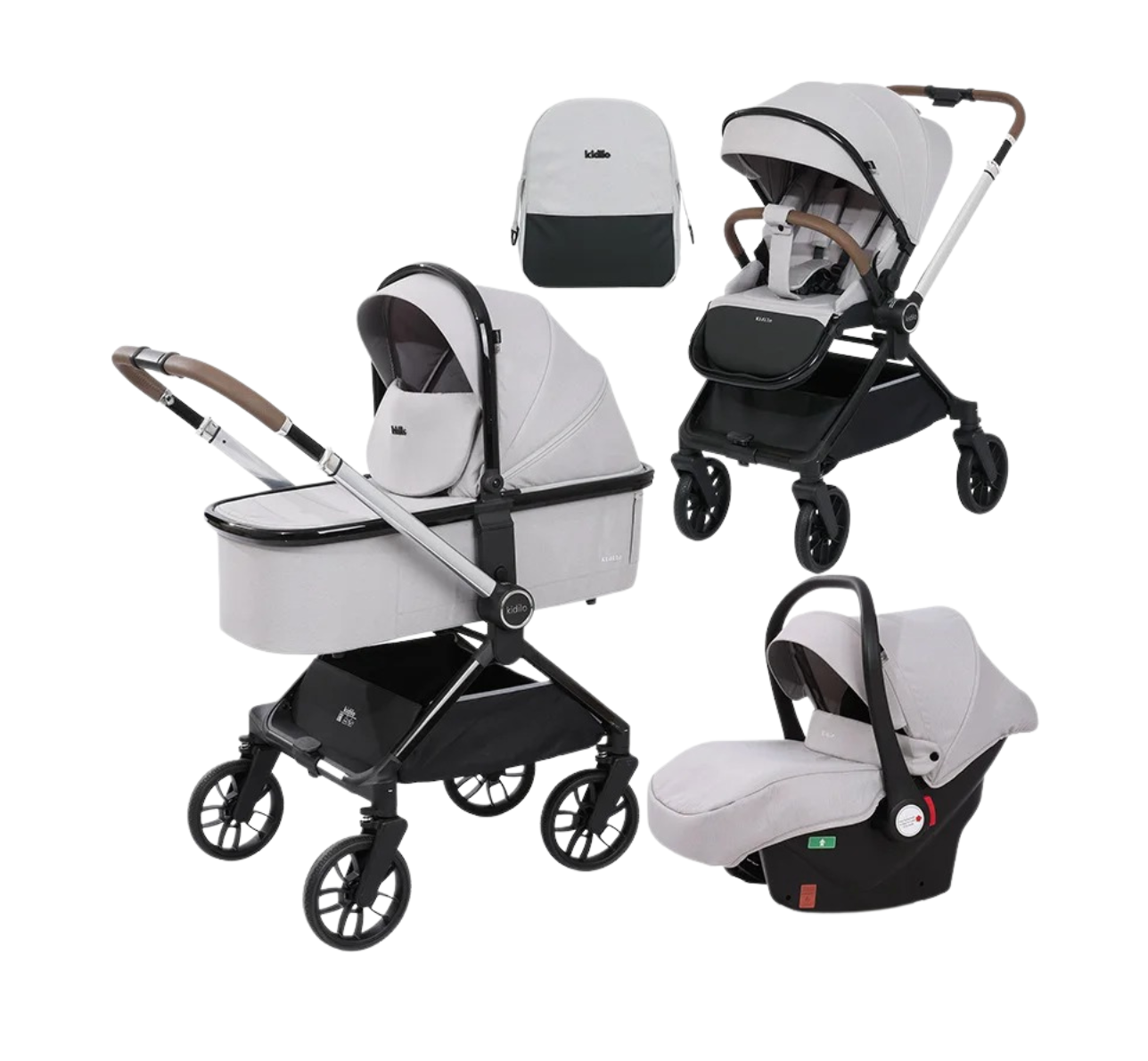 Poussette 3 en 1 Luxe - compacte, maniable, pliable et confortable