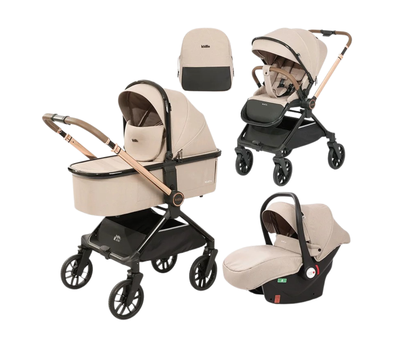 Poussette 3 en 1 Luxe - compacte, maniable, pliable et confortable