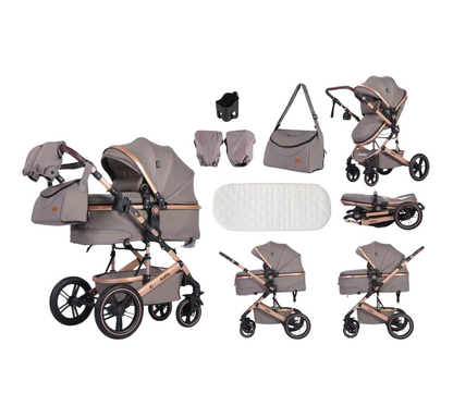 Poussette 3 en 1 Multifonction – légère, pliable, tout-confort, assise réglable
