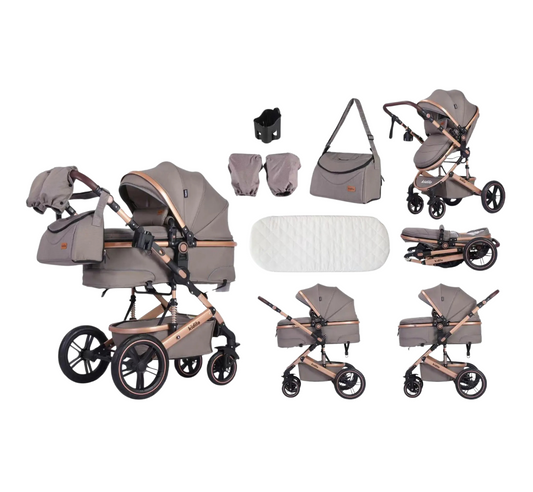 Poussette 3 en 1 Multifonction – légère, pliable, tout-confort, assise réglable
