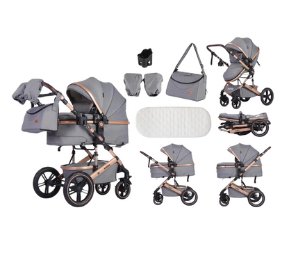 Poussette 3 en 1 Multifonction – légère, pliable, tout-confort, assise réglable
