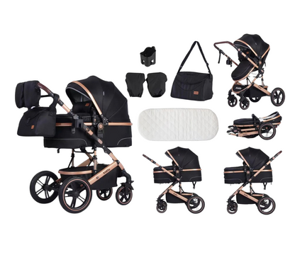 Poussette 3 en 1 Multifonction – légère, pliable, tout-confort, assise réglable