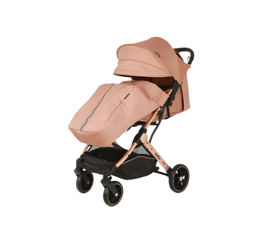 Poussette légère et pliable avec suspensions 4 roues + couvre-pieds
