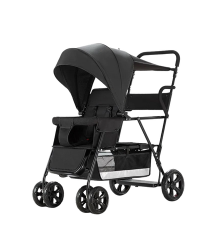 Poussette double tandem grand confort et haute adhérence