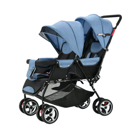 Poussette double pliable, légère et maniable