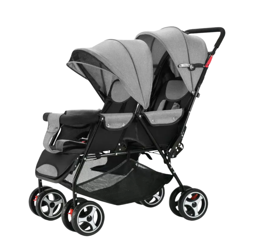 Poussette double pliable, légère et maniable