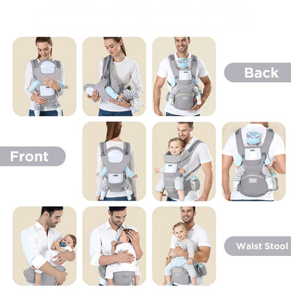 Porte-bébé ergonomique 6 en 1, confortable, évolutif et multifonction