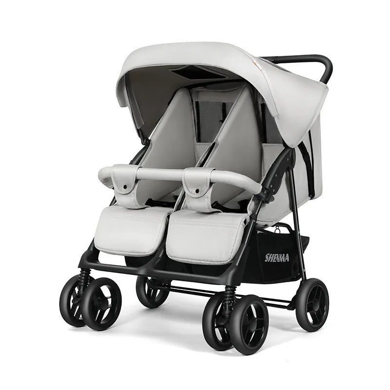Poussette double luxe - grand confort, pliable, maniable
