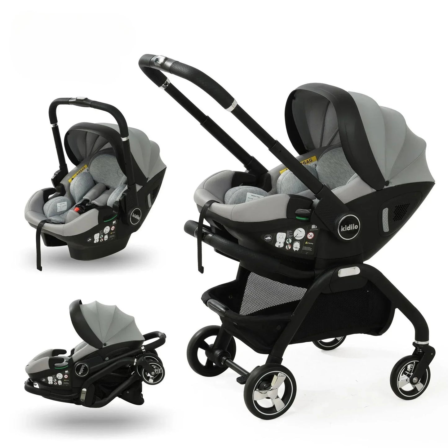 Poussette 3 en 1 Compacte - pliable, légere avec design moderne