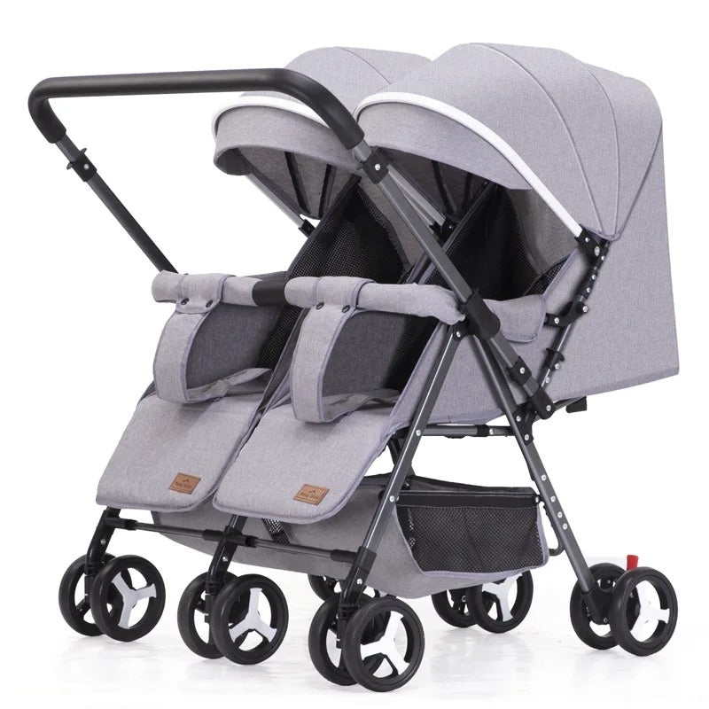 Poussette double convertible avec roues rotatives et antichocs