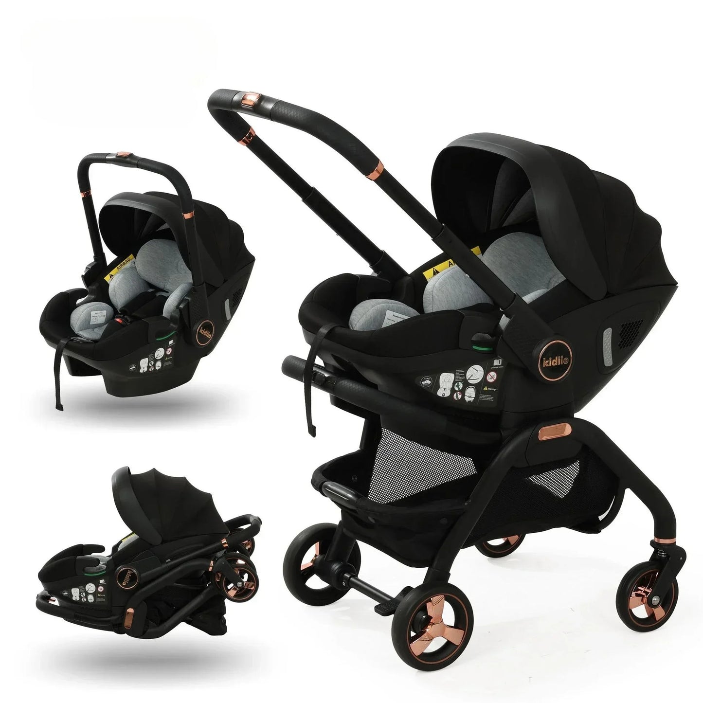 Poussette 3 en 1 Compacte - pliable, légere avec design moderne