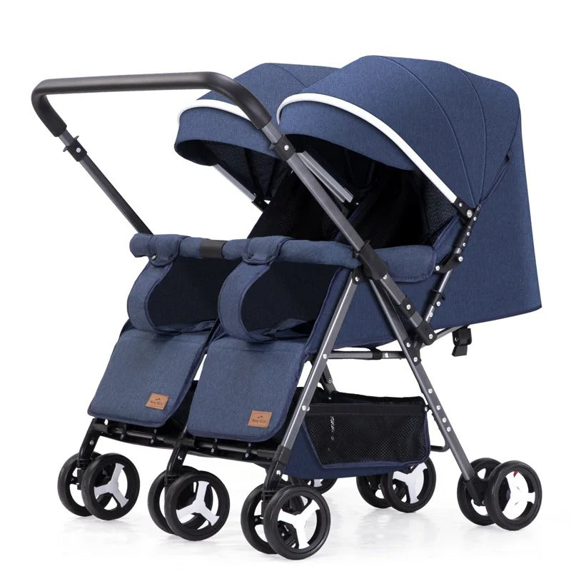 Poussette double convertible avec roues rotatives et antichocs