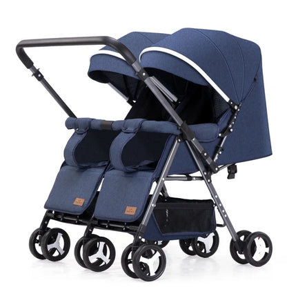 Poussette double convertible avec roues rotatives et antichocs