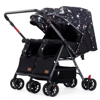 Poussette double convertible avec roues rotatives et antichocs