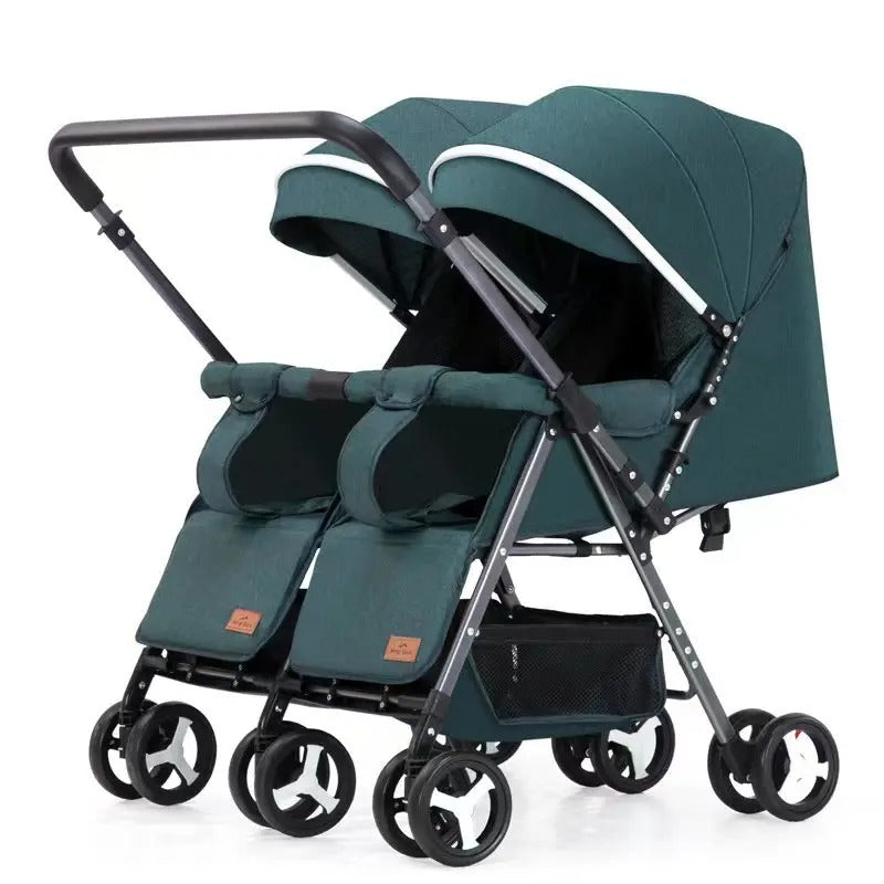 Poussette double convertible avec roues rotatives et antichocs