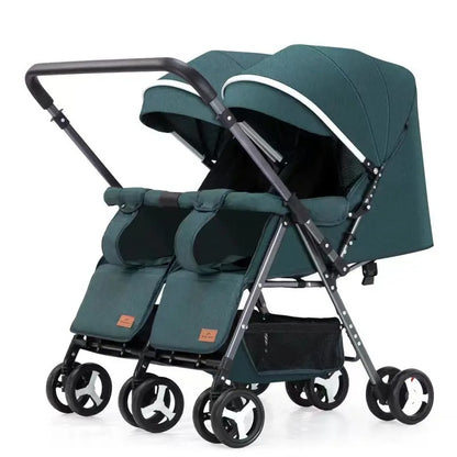 Poussette double convertible avec roues rotatives et antichocs