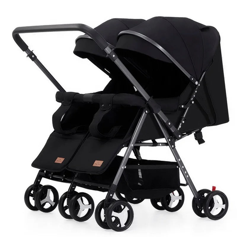 Poussette double convertible avec roues rotatives et antichocs