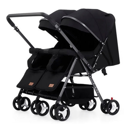 Poussette double convertible avec roues rotatives et antichocs