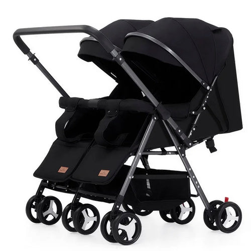 Poussette double convertible avec roues rotatives et antichocs