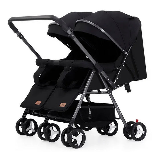 Poussette double convertible avec roues rotatives et antichocs