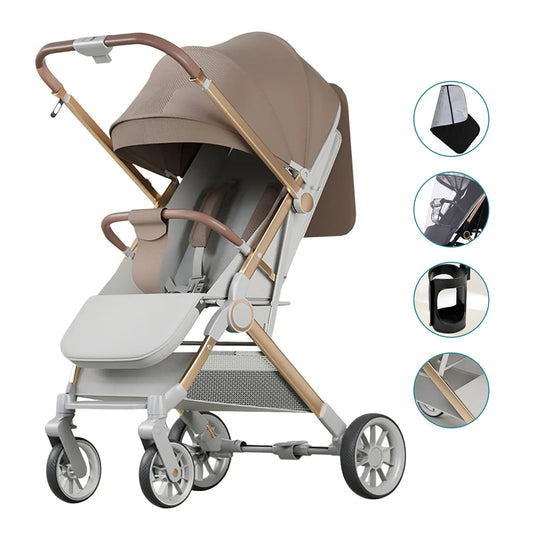 Poussette moderne compact et maniable, siège réversible face parent